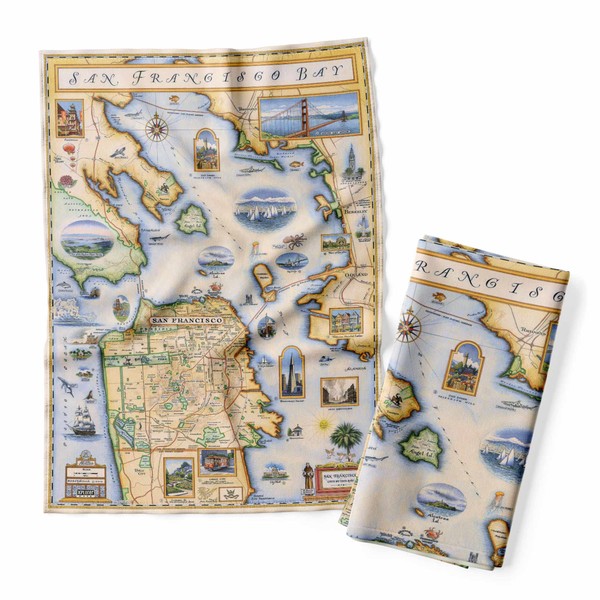 Xplorer Maps San Francisco Bay Map Decorative Flour Sack Kitchen