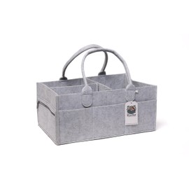 BLISS & NEST CO. Diaper Caddy Bag, Baby Organizer Nursery Storage, Car Caddy, Customizable Gift, Newborn Essentials, Parenting Helper, Multi-Functional Storage, Baby Shower Present, (Gray, Large)