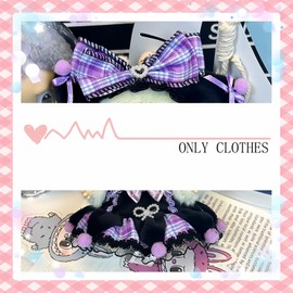 Clothes for 15cm/17cm LB Doll Accessories Suit, Premium Fashion Dresses+Bow Hair Accessory (01.Black Purple (Hair Bow+Dress))