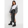 PixieGirl Black Faux Leather Side Split Maxi Skirt Petite