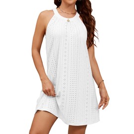 StylSense Beach Dress Women's Summer Dress Lightweight Bikini Cover Up Beach Poncho Swimwear Dresses Casual Strappy Dress, White, M