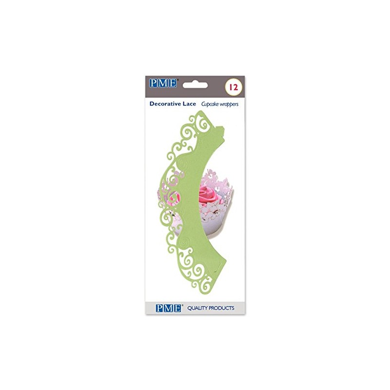 PME CW924 Light Green Swirls Cupcake Wrappers, Pack of 12,