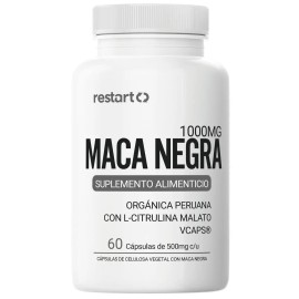 Restart Maca Negra Orgánica Peruana Citrulina Black 1000mg Por Porción Suplemento Natural Hombre Testo Testosterona Vitaminas Hombres Multivitamínico