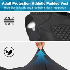 TUOY Adult Rib Chest Protector, New Version - Padded 5 Pads Baseball Football Lacrosse Rib Heart Sternum Guard