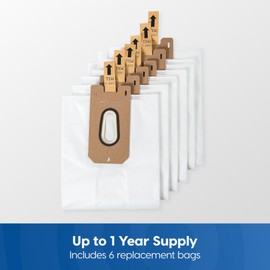 Vacmaster 952546 Bagged Upright Replacement Dust Bags, Pack of 6, for Ultra-Lightweight Bagged Upright Vacuum (Model: UB0402)