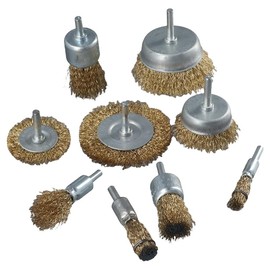 Fudeshe 9Pcs Wire Brush Wheel Cup Brush Set,Wire Wheel Brush Set with 1/4-Inch Shank,Coated Wire Drill Brush Set for Iron Rust Removal, Corrosion and Scrub Surfaces