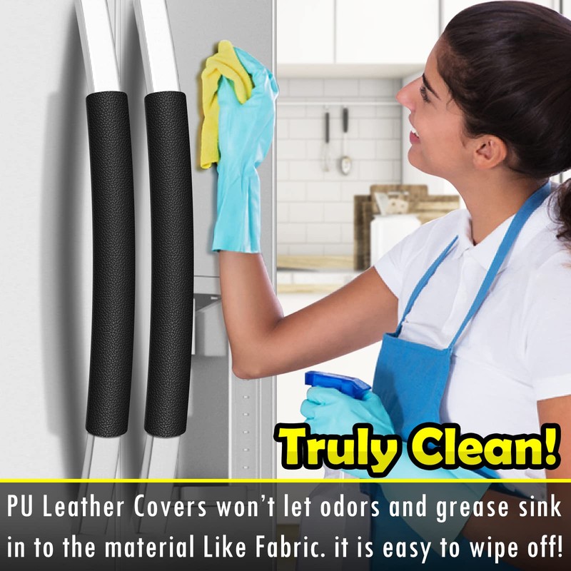 Royleath Refrigerator Door Handle Covers, 6PCS, Leather Kitchen Appliance Handle