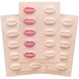 - Realistic 3D Lip Practice Skin for PMU Machine - Soft Silicone Lip Blush  Pad - PMU Supplies - 2 Pck - Color: 3 Pack, Size: Nude