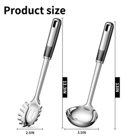 Pasta Fork and Ladle Spoon Set, Large Kitchen Utensils for Cooking,Stirring,Serving Spaghetti, Soup, Sauce