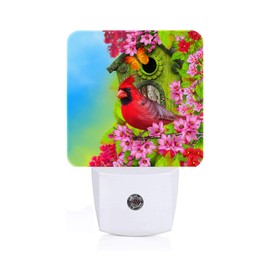 FSHVQKD Red Cardinal Night Light,Plug-in Night Lights with Dusk to Dawn Sensor for Stairway,Hallway,Bedroom Sleep Friendly Ideal for Women/Girls/Boys Gift,0.5w