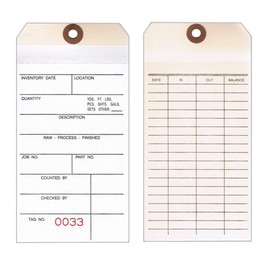 2-Part Inventory Tag, Carbonless, 6-1/4" x 3-1/8", Numbered, 2-Sided, Wired w Fiber Reinforced Hole - Box of 500