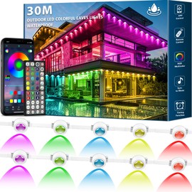 30 m Permanent Outdoor Lighting, RGB Waterproof Eaves Lights Outdoor, RGB Roof Edge Lighting with App Control and Remote Control, IP 67 Outdoor Fairy Lights for Christmas Lighting, Party Daily