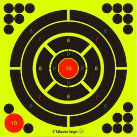 Lipulacer 8x8 inch Bullseye Splatter Target, Shots Burst Bright Fluorescent Yellow Shooting Targets with Repair Pasters (20Pack)