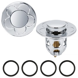 Lizaty Sink Drain Plug Pack of 2 Sink Plug Pop Up Universal Drain Strainer with Anti-Clogging Strainer for Sinks Bathtub Kitchen Diameter 34-40 mm, Silver