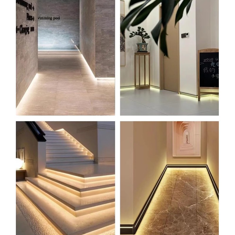 DGLILUAN 3.3ft/1m LED Aluminum Grey Skirting Baseboards, LED Strip Light