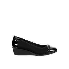 Lauren Blakwell Kinsly - Women's Square Toe Low Wedge Heeled Flats Black, Size 11.0 Medium Width