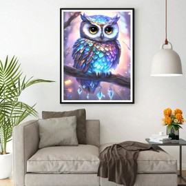 DPHERO 5D Owl Diamond Painting Kit for Adults, Round Full Drill DIY Paint with Diamonds Fantasy Owl Gem Art 12x16 inch