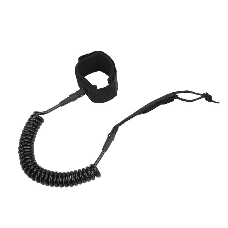 Surfboard Leash High Elasticity TPU Black Adjustable Coiled Surfing Leg