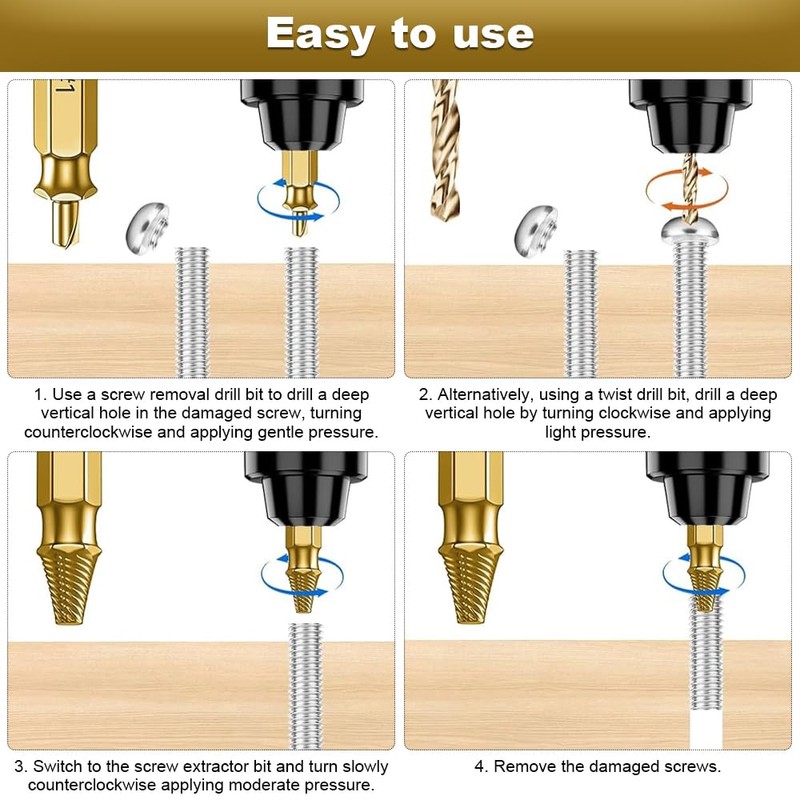 9 PCS Damaged Screw Extractor Set, Screw Grab Screw Removal