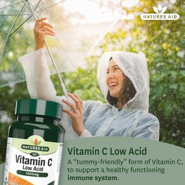 Natures Aid Vitamin C Low Acid with Rosehips and Citrus Bioflavonoid Tablets 1000mg Pack of 30