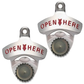 Luwanburg Stainless Wall Mounted Magnetic Bottle Opener, Silver Magnetic Soda Beer Cap Opener Mountable (Pack of 2)