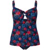 Ulla Popken Women's Halterneck Flowerpoints Recycled Tankini Set, navy