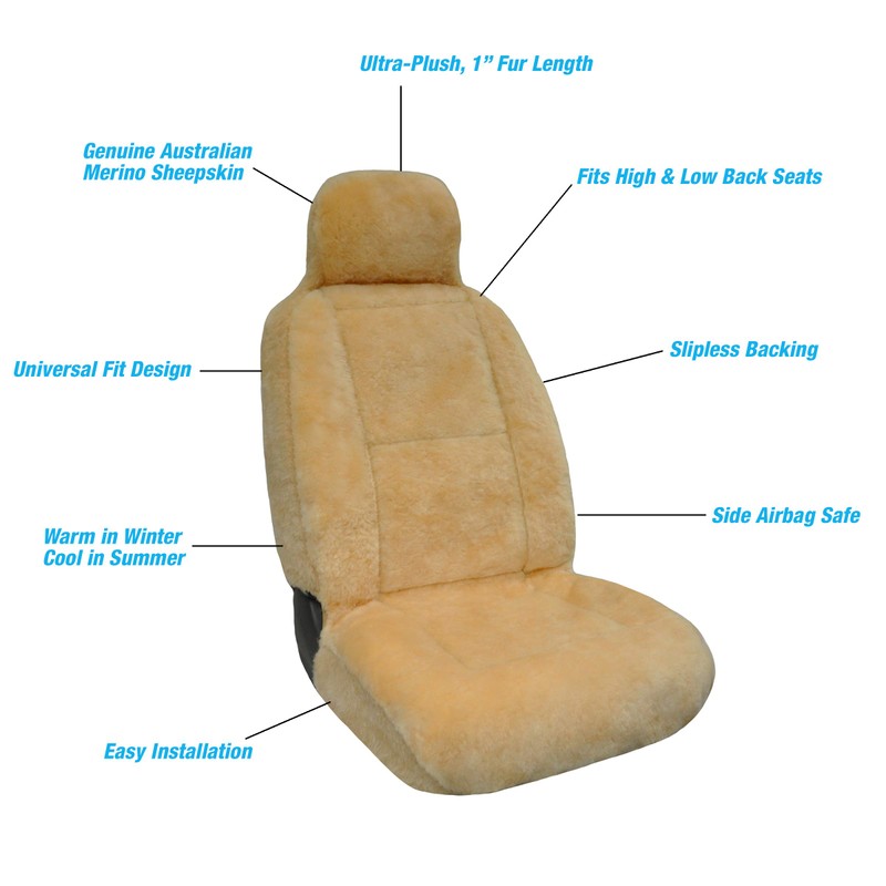 Eurow Australian Merino Sheepskin Car Seat Cover, Plush Universal Fit