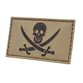 Jolly Roger Calico Jack Pirate IR Tactical Infrared Laser-Cut Patch Compatible with Velcro Patches for Backpacks, Bags and Hats, Dog Patches (Coyote Brown)
