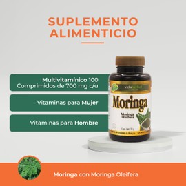 VIDA HERBAL | Suplementos Alimenticios con Moringa Oleifera | Vitaminas para Mujer - Vitaminas para Hombre | Multivitaminico 100 Comprimidos de 700 mg c/u