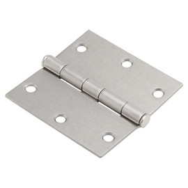 2 Pack Satin Nickel Door Square Hinge 3"x3" (Fixed Pin) (2, 3" x 3"x 2 mm)
