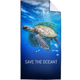 XSMEI Protect Marine Life Beach Towel Oversized 36" x 72", Thin Lightweight Sand Free Quick Dry Microfiber Towel for Swimming Pool Cruise Camping Travel