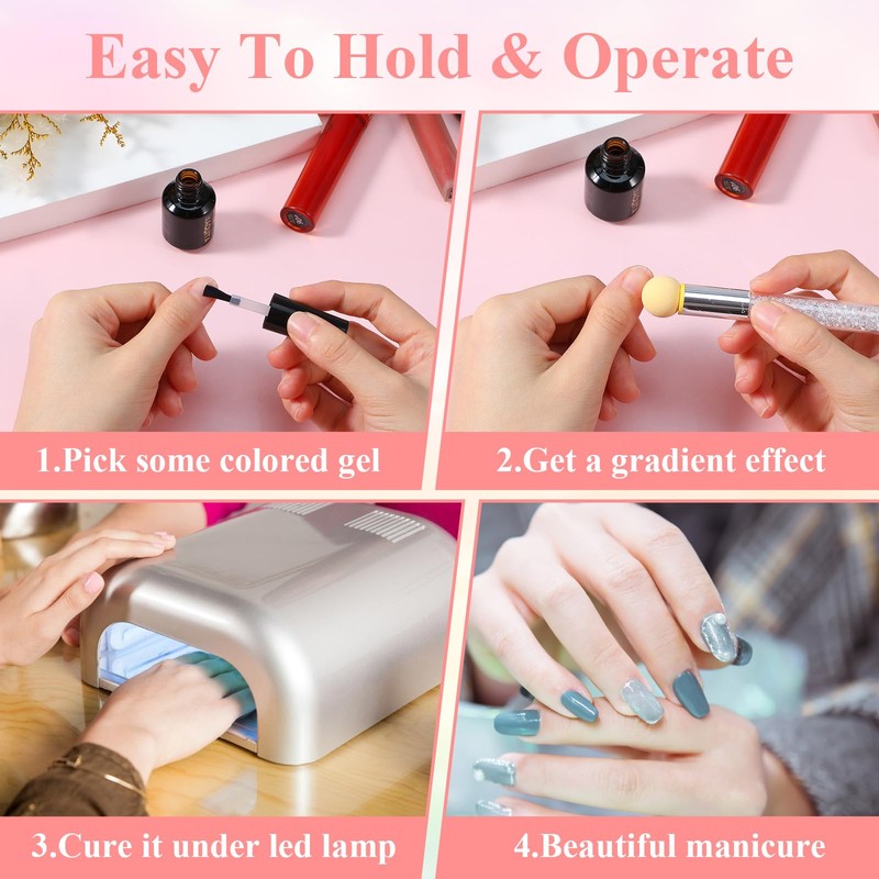 4Pcs Ombre Nail Brush, Nail Art Brushes for Gel Polish,