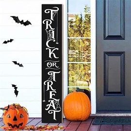 Letrero decorativo para porche de Halloween, "Trick or Treat" de madera, para puerta, porche de pie, letreros decorativos para puerta delantera, granj