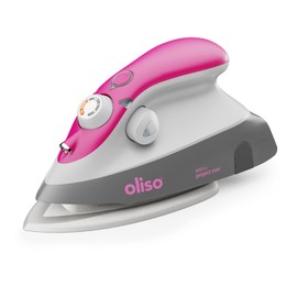 Oliso M3Pro Project Steam Iron with Solemate - for Sewing, Quilting, Crafting, and Travel | 1000 Watt Ceramic Soleplate Steam Iron | Raspberry