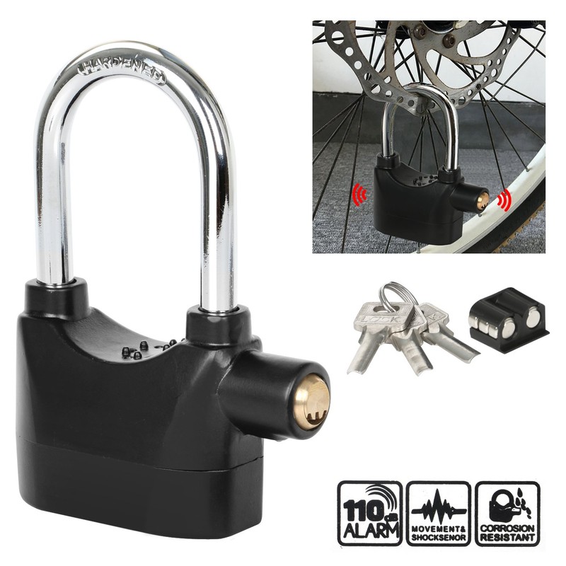 TRIXES 110db Alarmed Heavy Duty Weatherproof Long Shackle Padlock