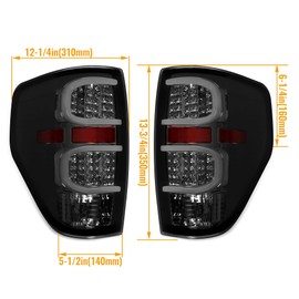 HECASA Pair LED Tail Lights Compatible with 2009-2014 Ford F150 LED Tube Bar Tail lamp Rear Brake Turn Signal Tail Lamp Smoke Lens Replacement for FO2818143 FO2819143