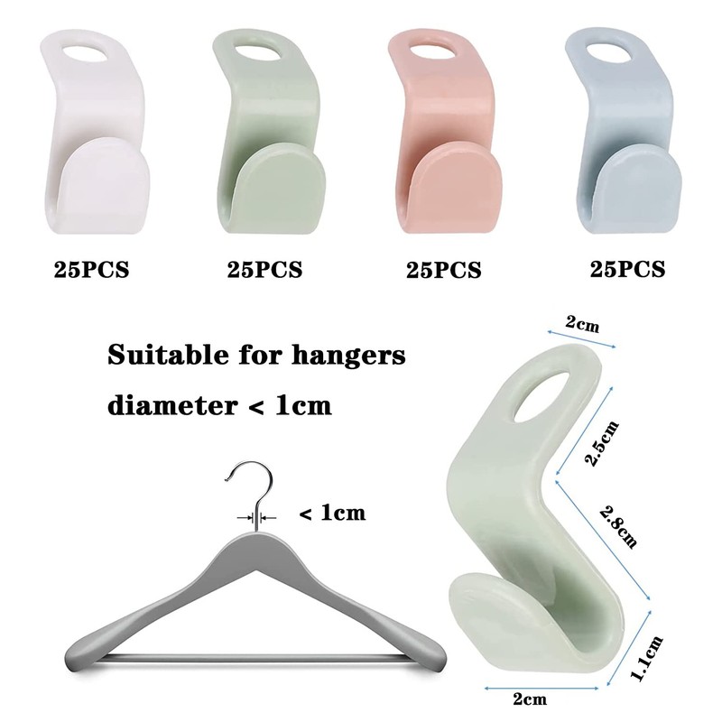 Rifrpha 100 PCS Mini Plastic Clothes Hanger Connector Hooks, Multi-Layer