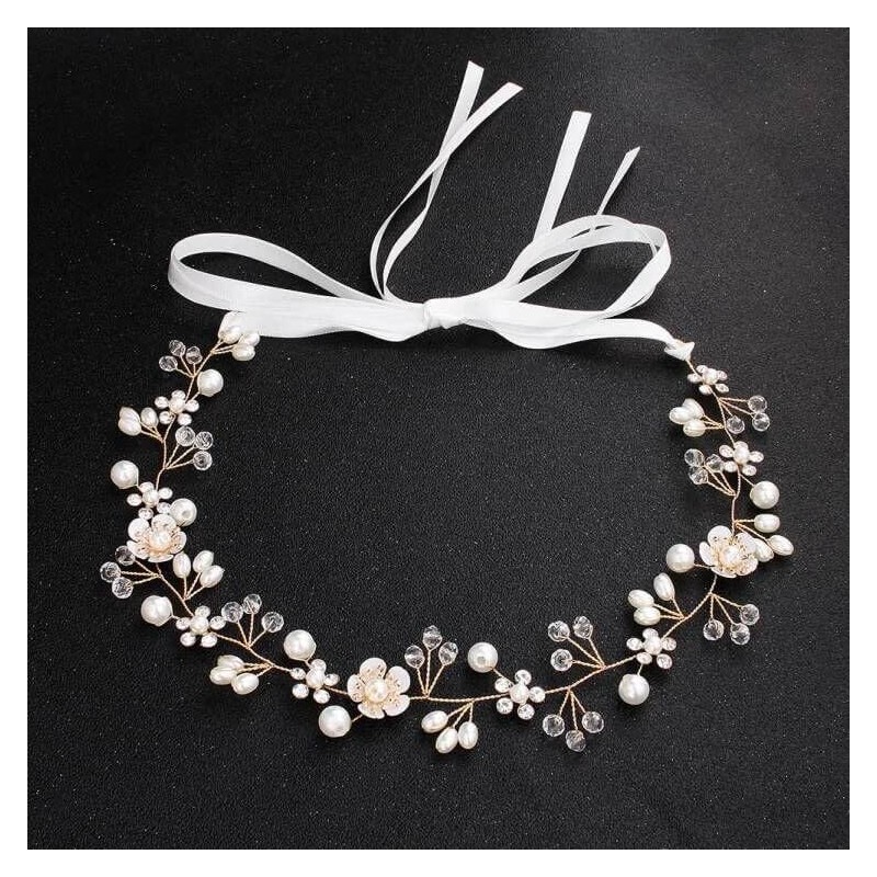 Uongeod Brautschmuck mit Kristallperlen, Bohemian-Stil, Kopfschmuck mit Blättern, Ranken, Blume,