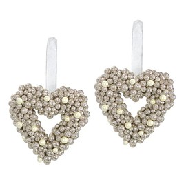 Pearl Heart for Hanging, Set of 2, 14 cm, Shiny Decorative Heart, Christmas Decoration, Door Wreath, Wedding Decoration, Heart Wreath, Wreath, Decorative Wreath, Door Decoration, Romantic Decoration,