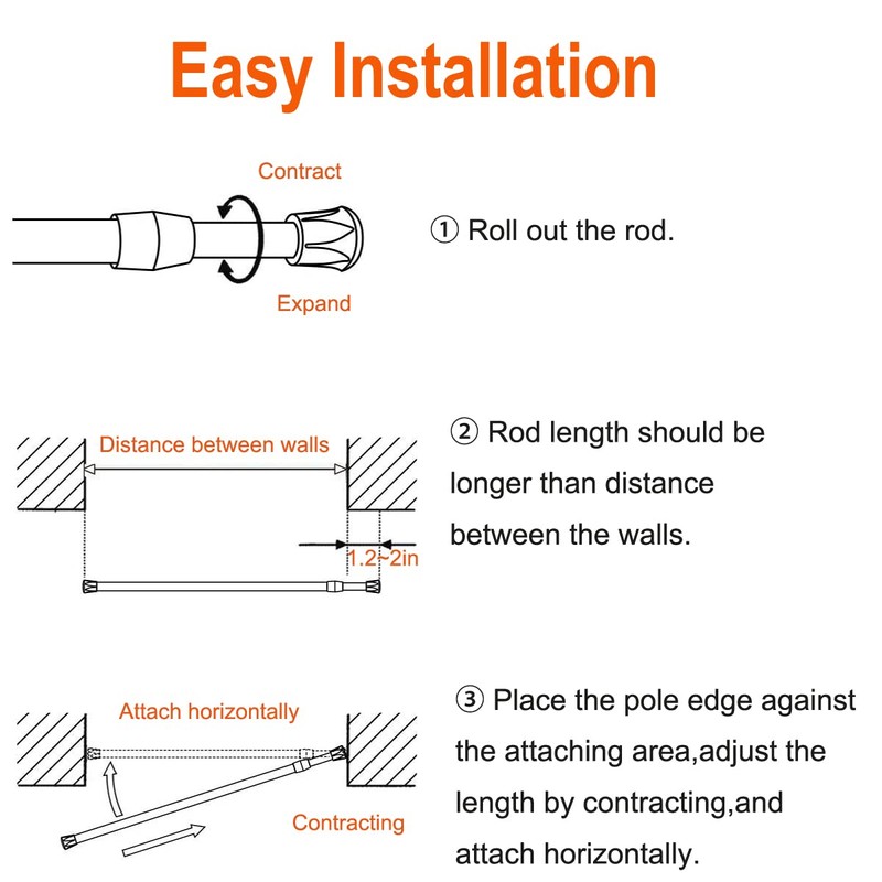 Tension Rods Shower 26 in to 39 Small Adjustable Curtain