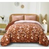 WONGS BEDDING Fall Burnt Orange Quilt Set Queen,Floral Botanical Leaves