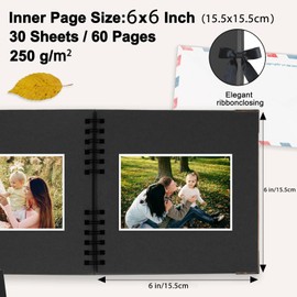 ElevaPulse Photo Album for DIY – 6 Inch Window Cover Spiral Book with 8 Stickers, Photos Sticking Photo Book Scrapbook for Baby Wedding Gift