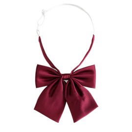 Bowtie Women Japan Lolita JK Uniform Embroidery Adjustable Necktie School Student Sailor Suit Bowknot Pre-tied Bow Tie PTK04 (Burgundy)