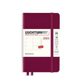 LEUCHTTURM1917 365952 Weekly Planner Pocket (A6) 2023, 12 Months, Port Red, English