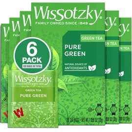 Wissotzky Pure Green Tea (6 Pack - 120 Tea Bags) | Antioxidant Rich | Real Green Tea