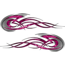 Weston Ink Reflective Tribal Flames Motorcycle Tank Decal Kit in Pink Camouflage
