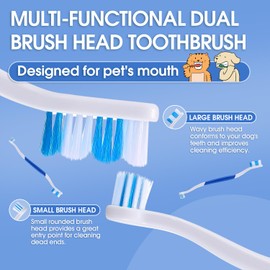 VVHOMIFE Dog Toothbrush - Dual Head Dog Tooth Brush Newly Upgraded 60° Wavy Brush Head - Surrounds Teeth Like a Cloud for Dog Dental Care and Cleaning-Suitable for Large/Medium Dogs