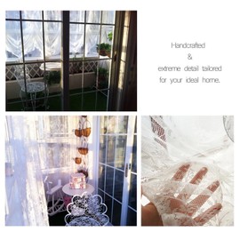 FADFAY Elegant White Lace Embroidered Sheer Ballon Curtains, Adjustable Tie-Up Curtain Shades, 1 Panel Floral Tulle Curtains For Windows-78''59''