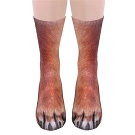 Brown Valentines Gifts for Him Her Men Women Funny Animal Paws Socks Novelty Socks Crazy 3D Cat Dog Paw Socks Novelty