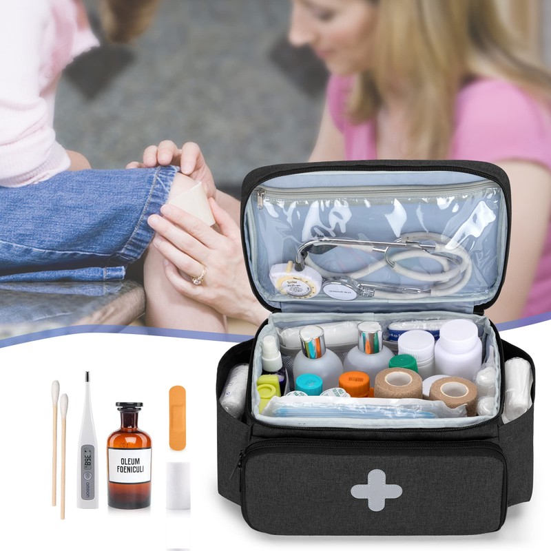 CURMIO 救急バッグ 救急箱 家庭・オフィス・学校用 (バッグのみ) 黒